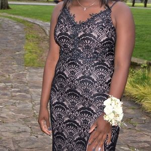 Black lace prom dress
